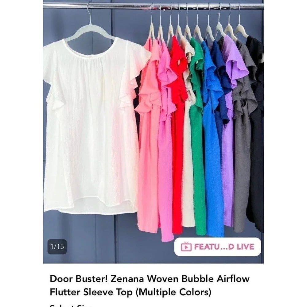 Zenana black blouse zenana blose womens small flutter sleeve butterfly small NEW